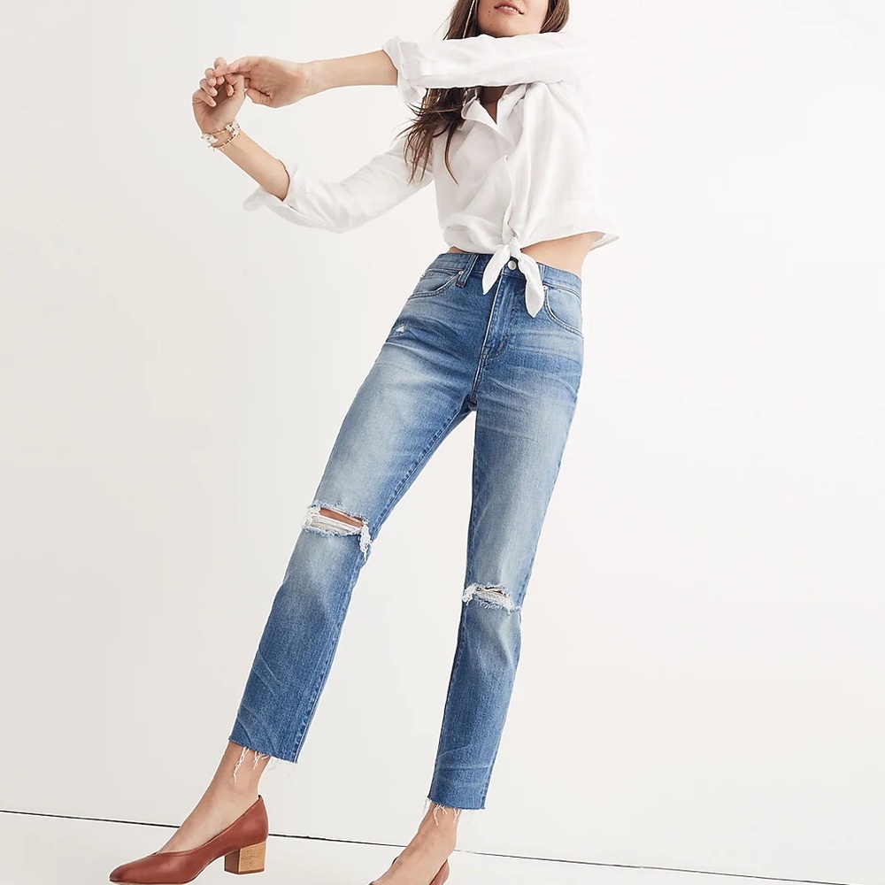 Worn once Madewell, high-rise slim boy jean.